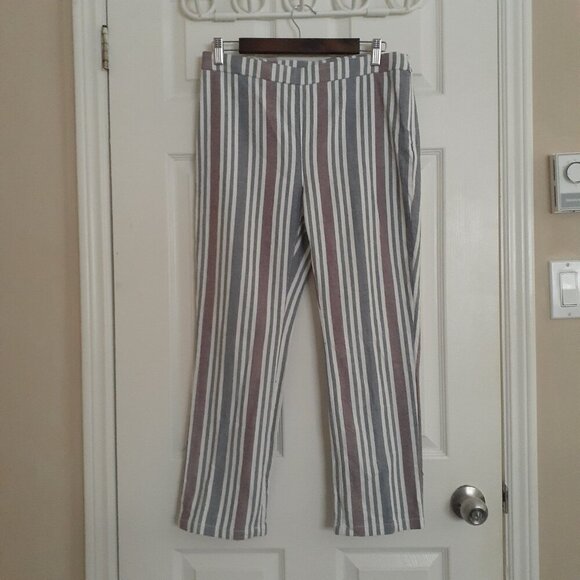 Free People Striped Ankle Pants - Pink, Gray, White - Picture 2 of 13